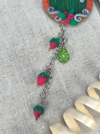 Whimsical Door Bookmark – Handmade Polymer Clay Bookmark with Wild Strawberry Details
