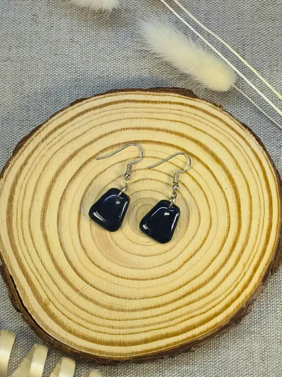 Galaxy Green Mini Earrings – Lightweight Handmade Polymer Clay Dangle Earrings with Shimmer Finish