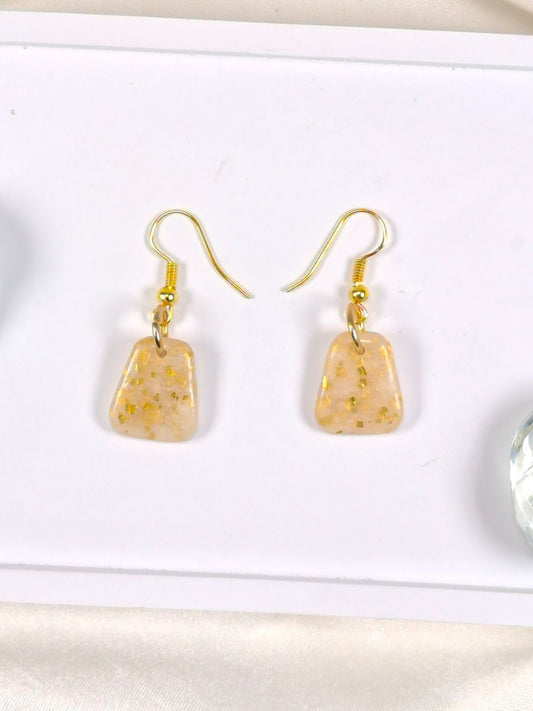 Small soft golden shimmer polymer clay earrings