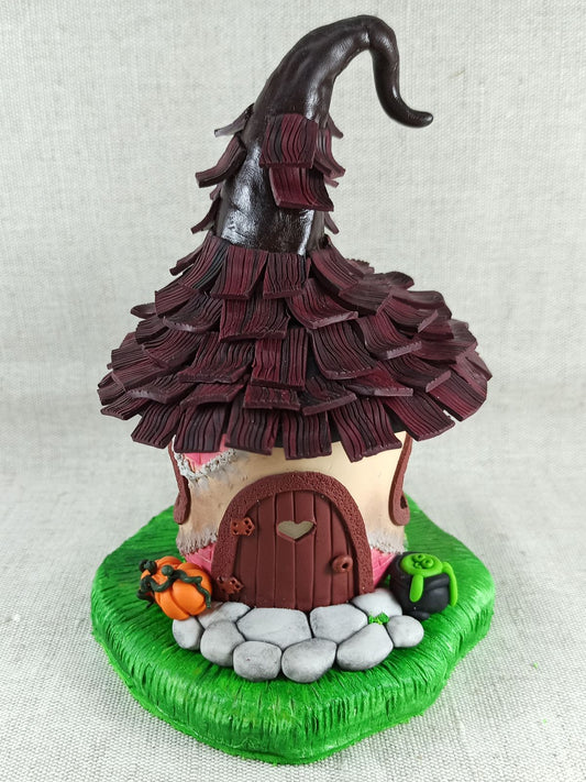 Witch house with pumpkin and cauldron night light