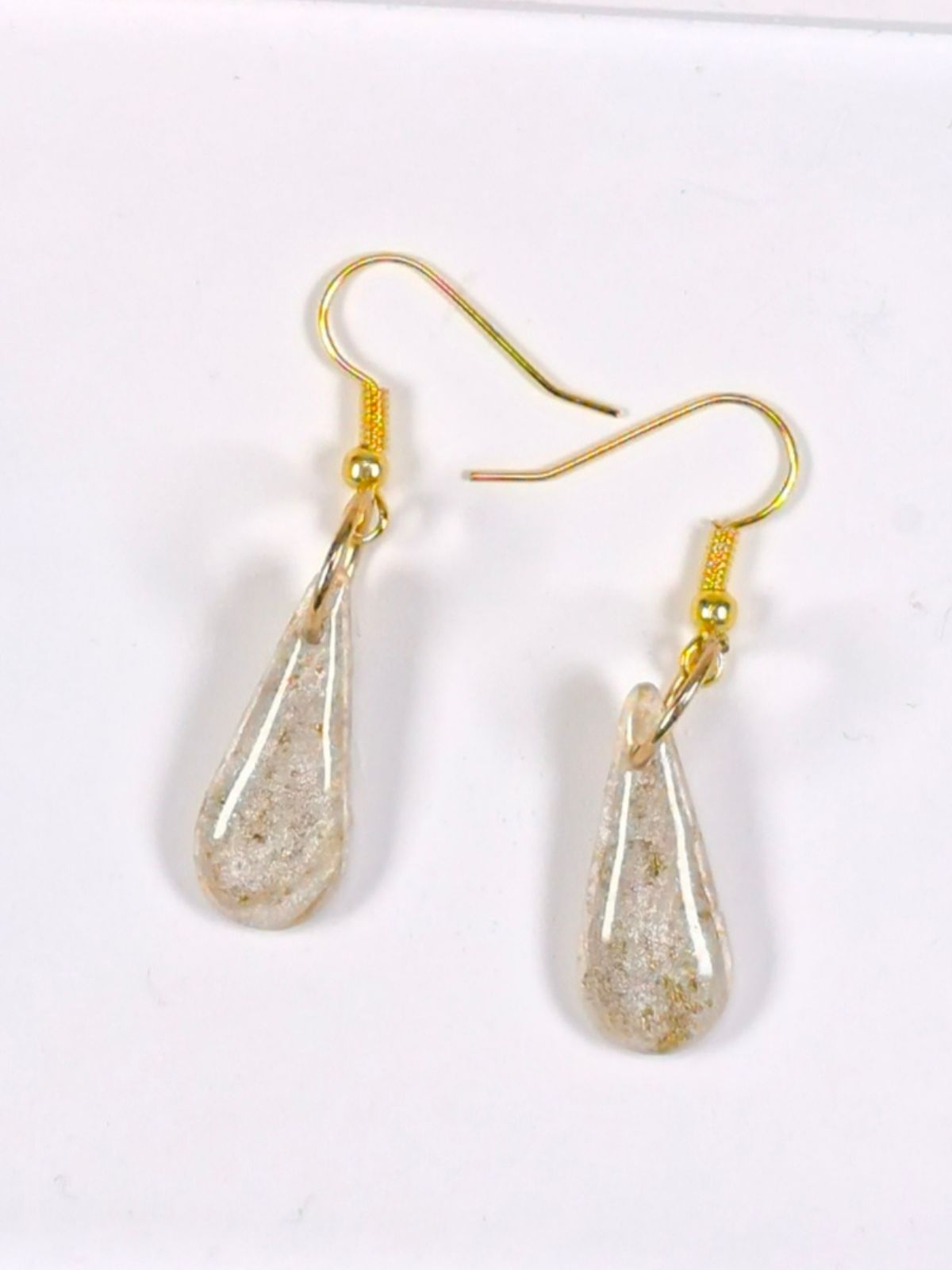 Translucent pearl drop polymer clay earrings