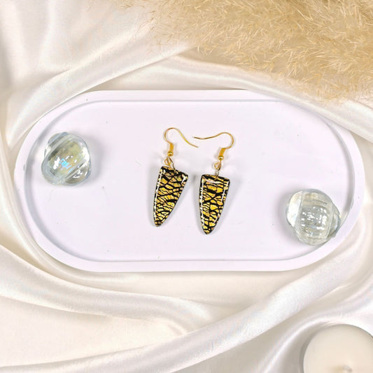 Black & Gold Statement Earrings – Elegant Handmade Jewelry