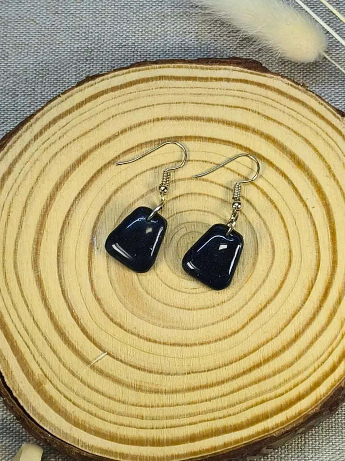 Galaxy Green Mini Earrings – Lightweight Handmade Polymer Clay Dangle Earrings with Shimmer Finish