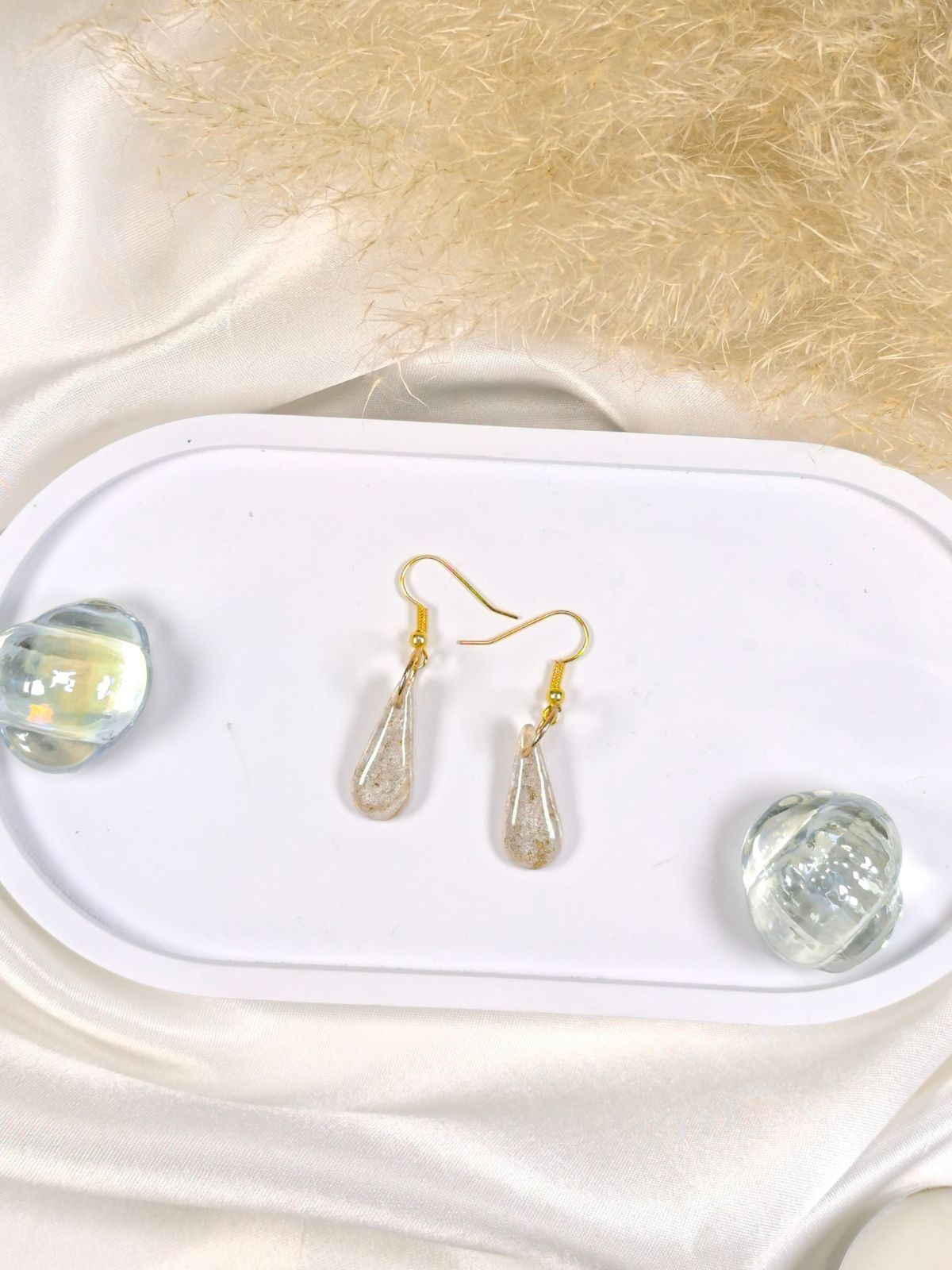 Translucent pearl drop polymer clay earrings