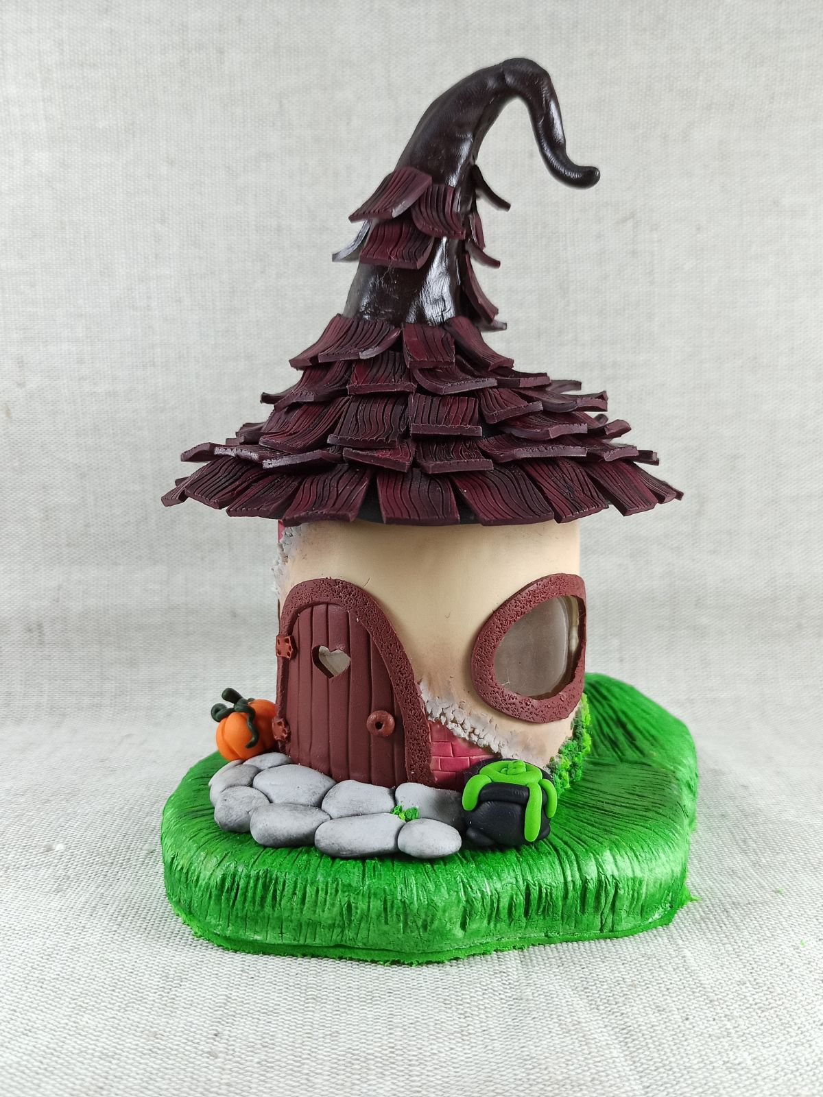 Witch house with pumpkin and cauldron night light