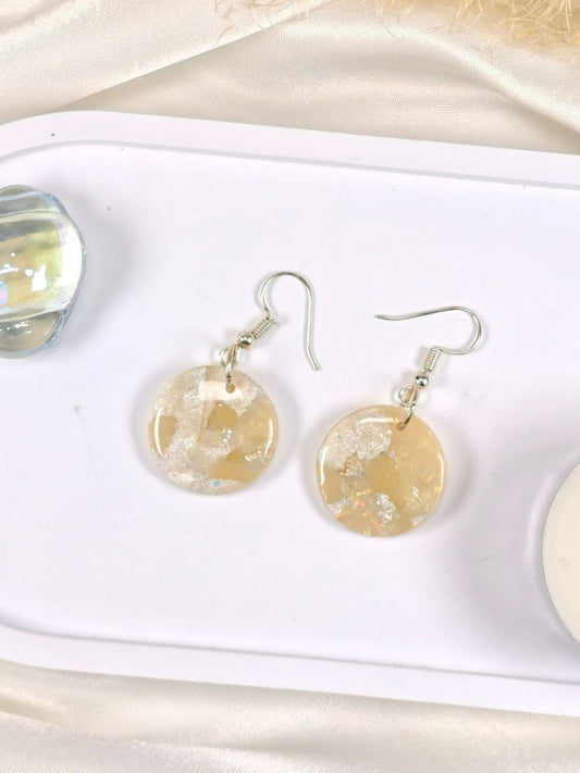 Medium size silver and pearl translucent earrings
