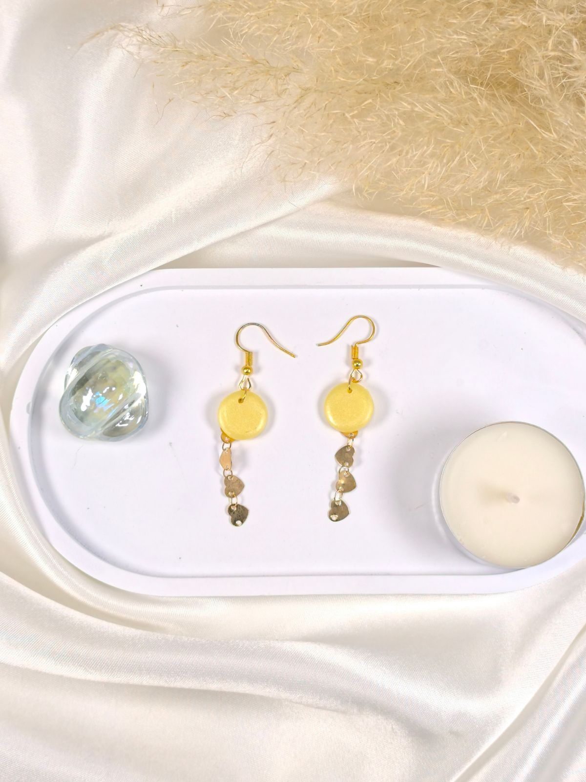 Faux citrine polymer clay dangle and drop earrings