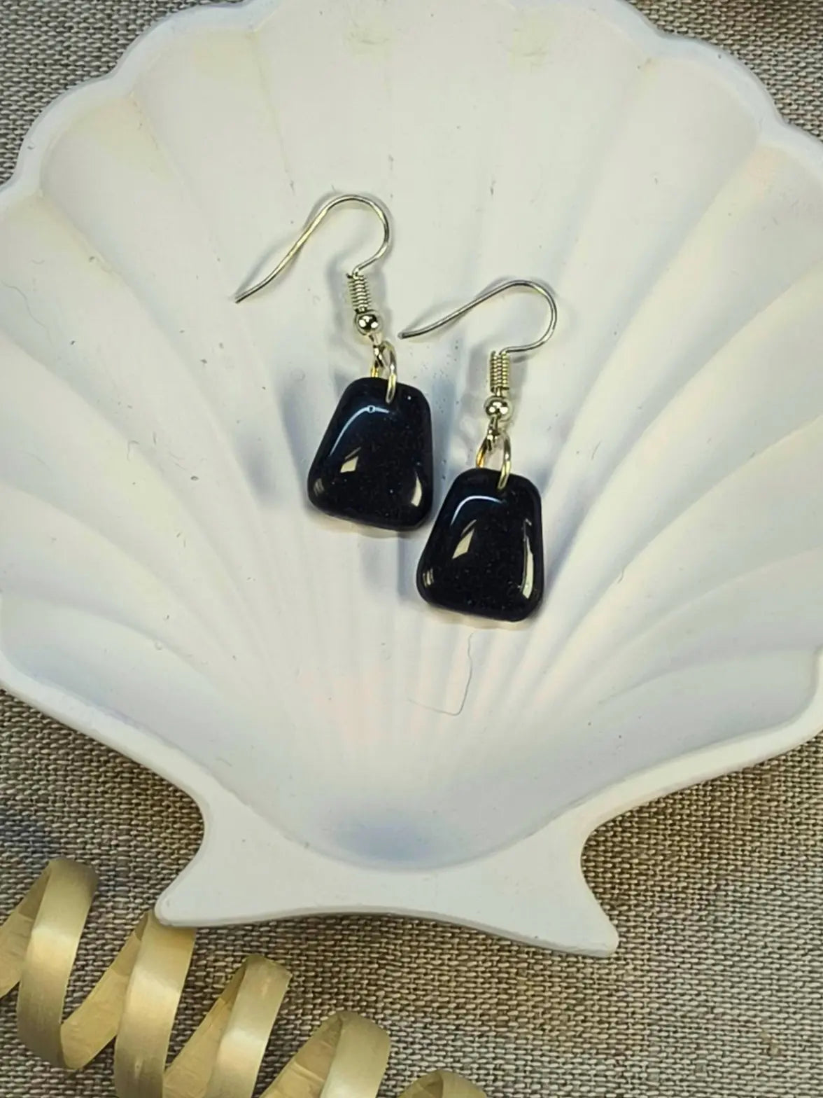 Galaxy Green Mini Earrings – Lightweight Handmade Polymer Clay Dangle Earrings with Shimmer Finish