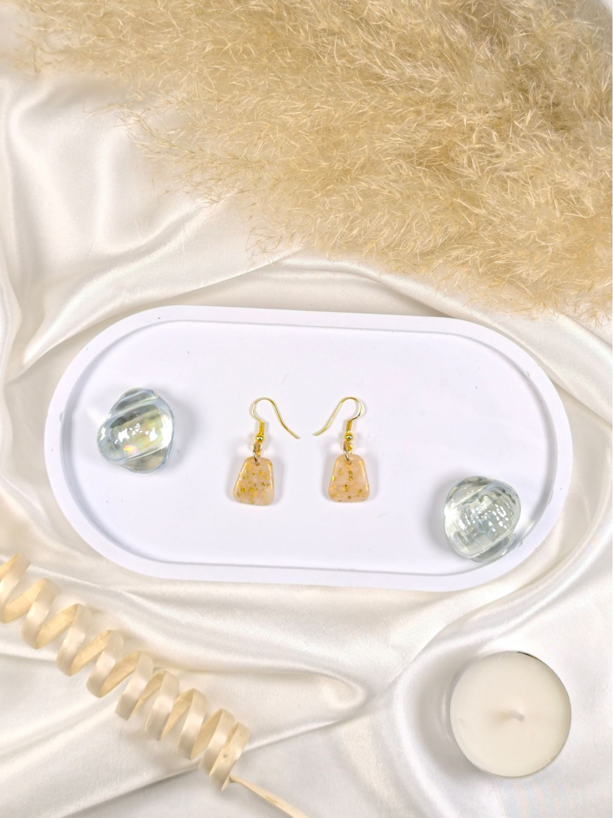 Small soft golden shimmer polymer clay earrings