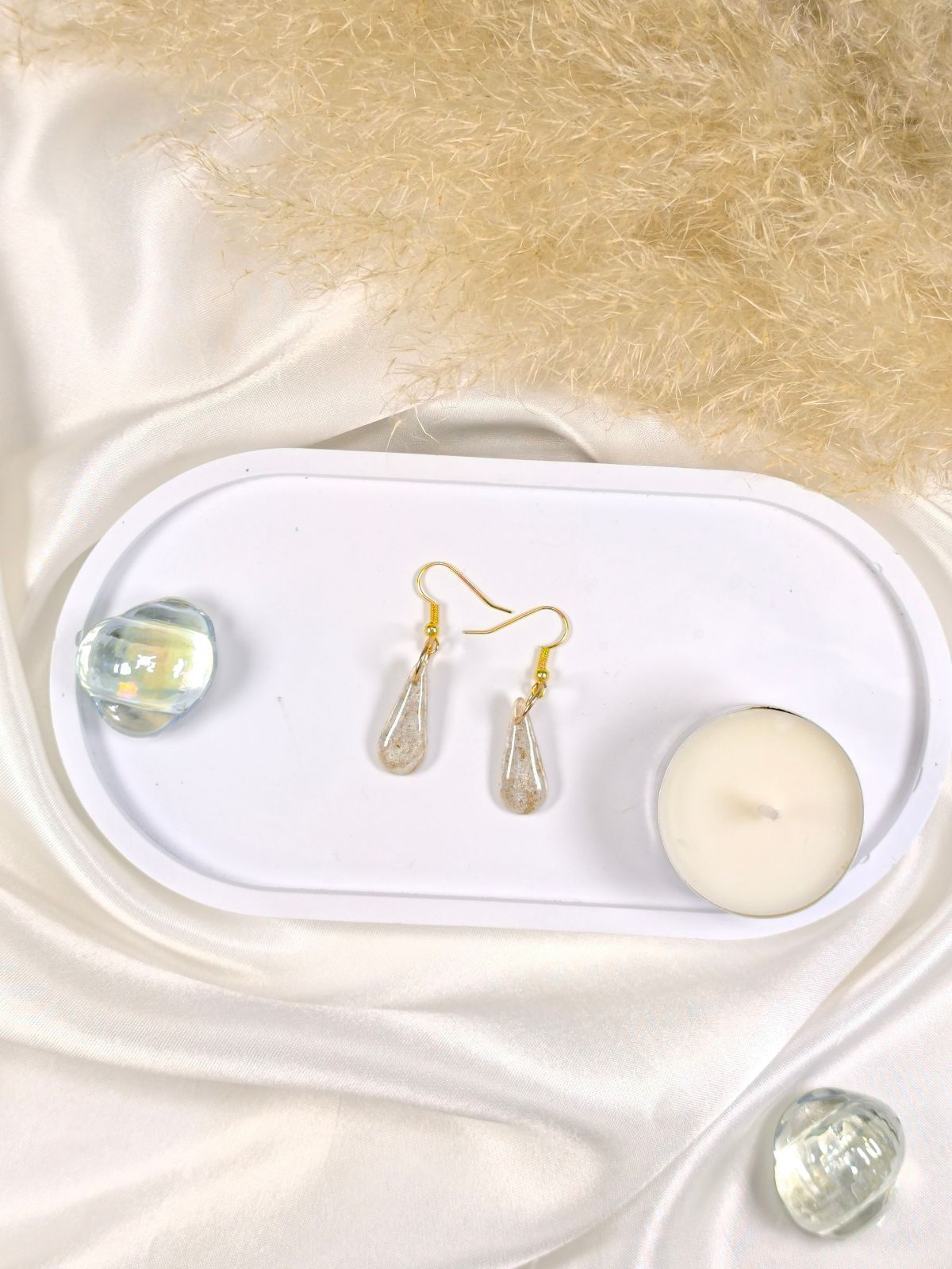 Translucent pearl drop polymer clay earrings