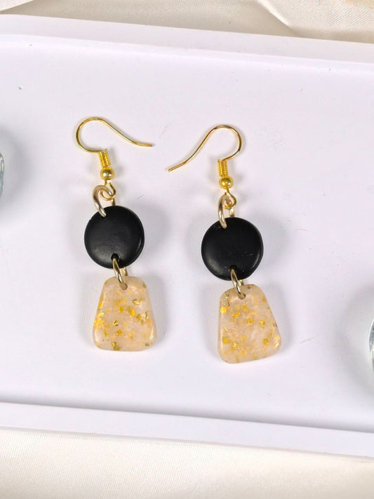 Black and gold elegant long dangle and drops