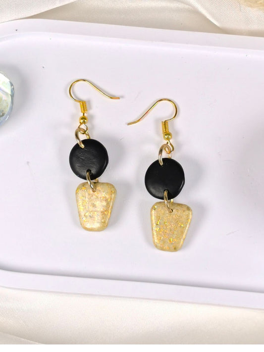 Black and gold elegant long dangle and drops