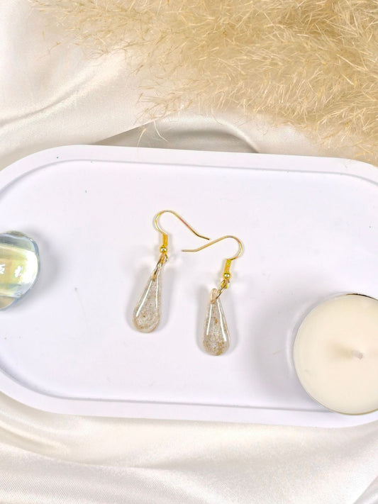 Translucent pearl drop polymer clay earrings