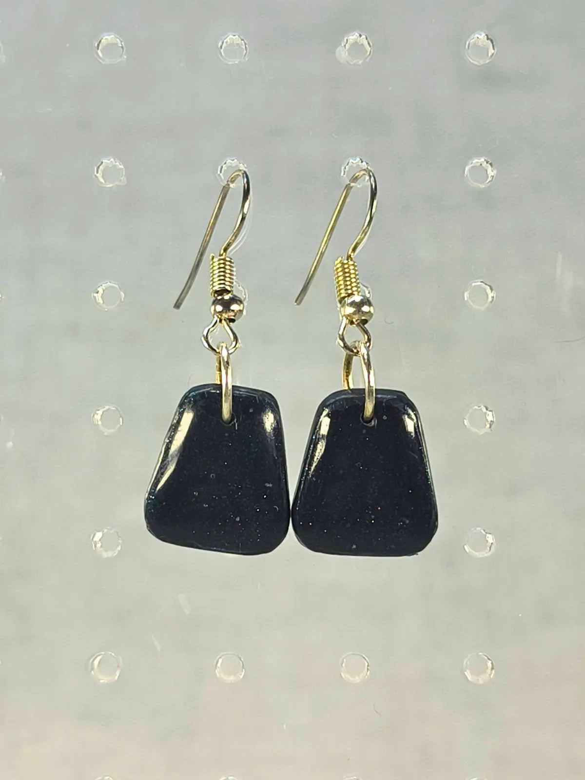 Galaxy Green Mini Earrings – Lightweight Handmade Polymer Clay Dangle Earrings with Shimmer Finish