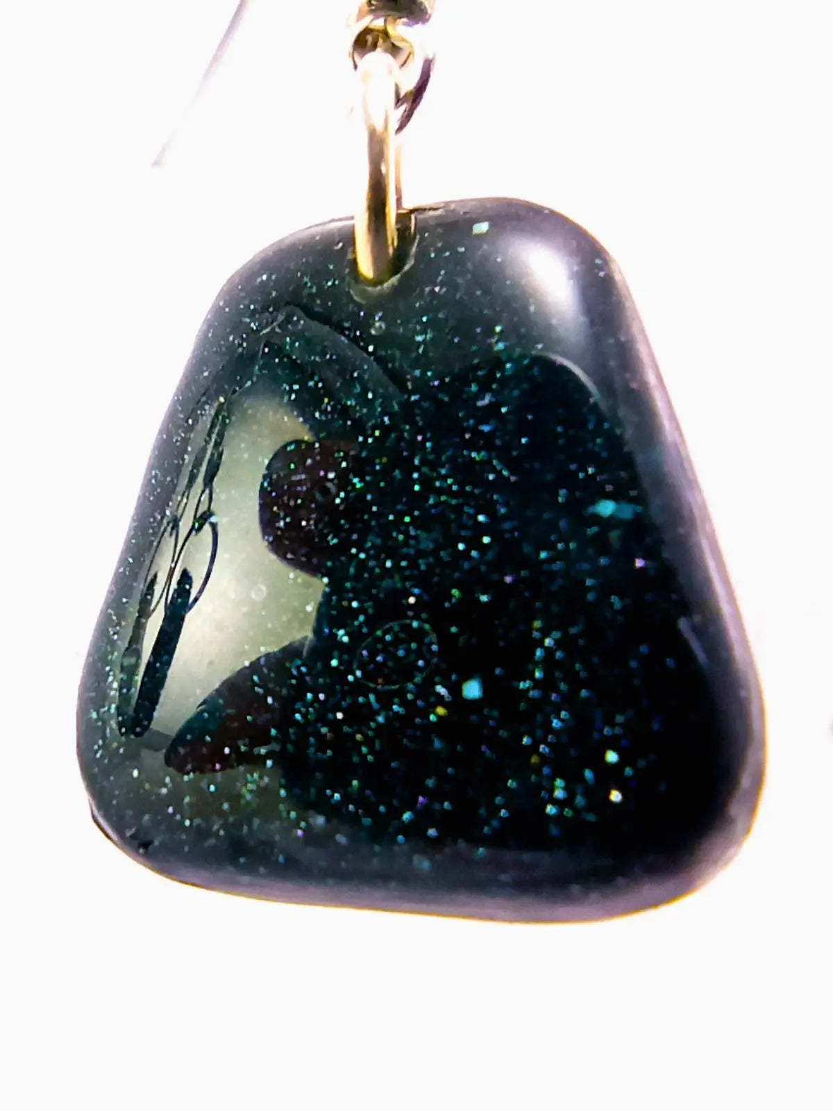 Galaxy Green Mini Earrings – Lightweight Handmade Polymer Clay Dangle Earrings with Shimmer Finish