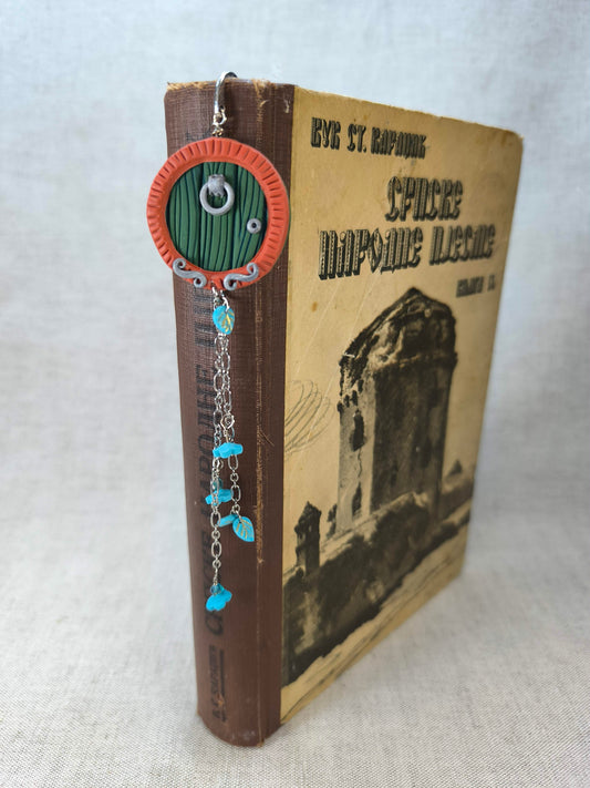Whimsical Door Bookmark – Handmade Polymer Clay Bookmark with Turquoise Details
